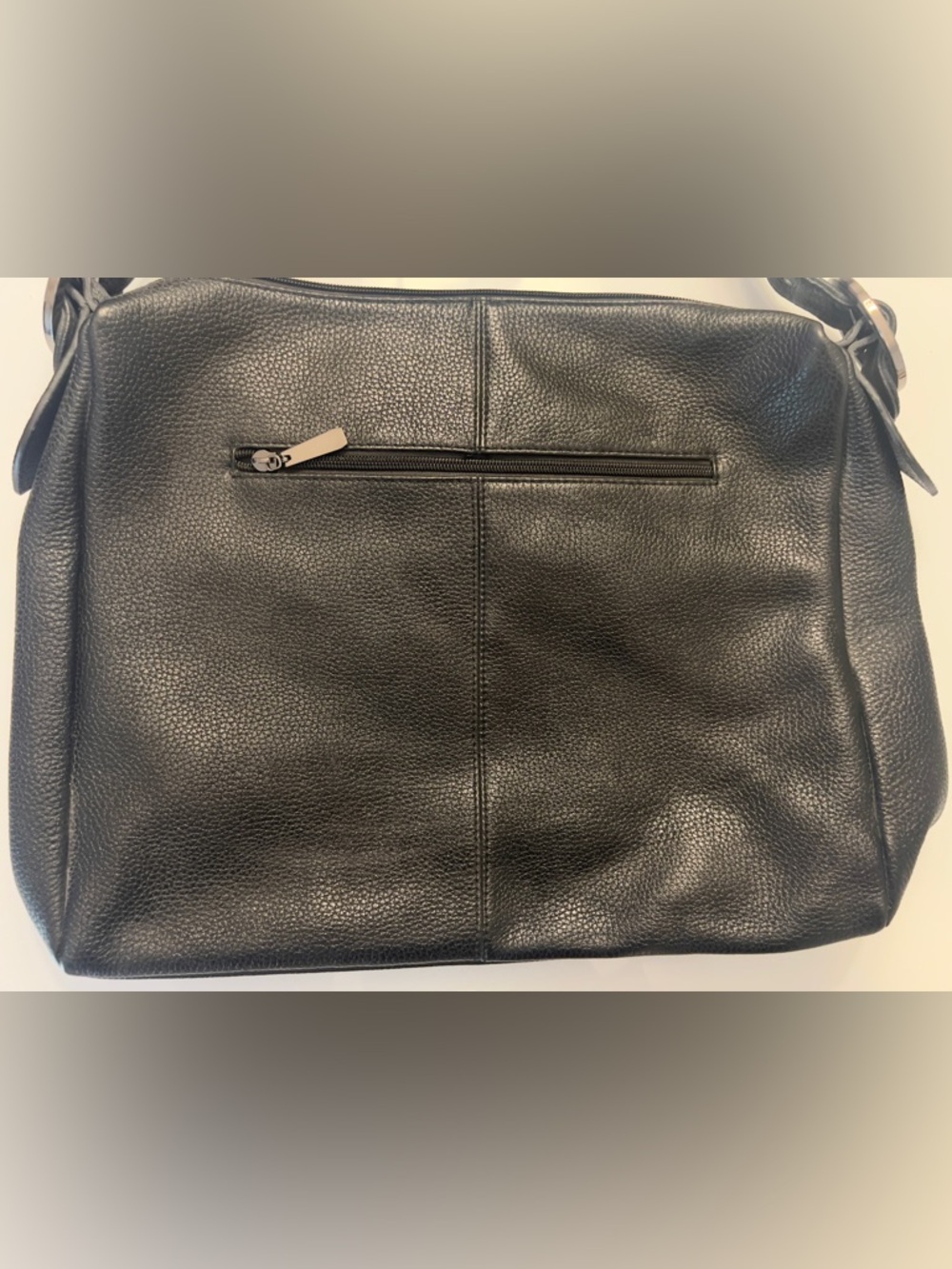 Verrapelle Black Pebbled Leather Messenger Shoulder Bag Rhinestone Accents